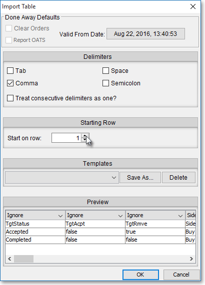 import table