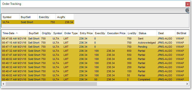 order tracking window