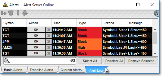 alert log tab