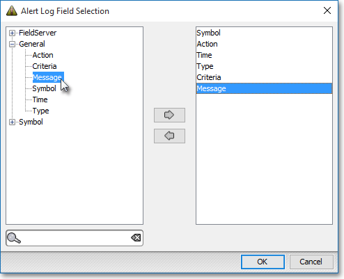 log fields tab