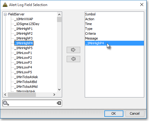 log fields menu