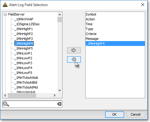 log fields menu