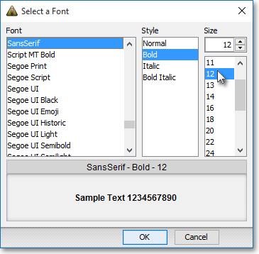 select a font box