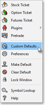 select custom defaults