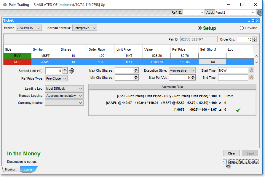 check create pair to monitor