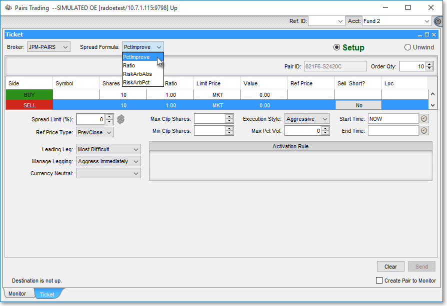 spread formula menu